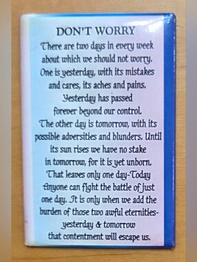 'Don't Worry' Inspirational Magnet